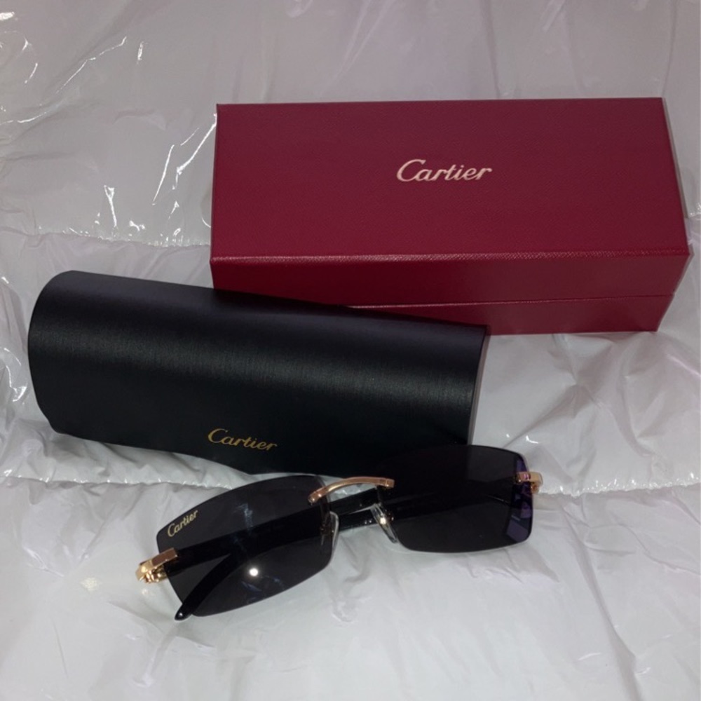 Cartier “Buffs” 140 White Buffalo Horn, black with white trim